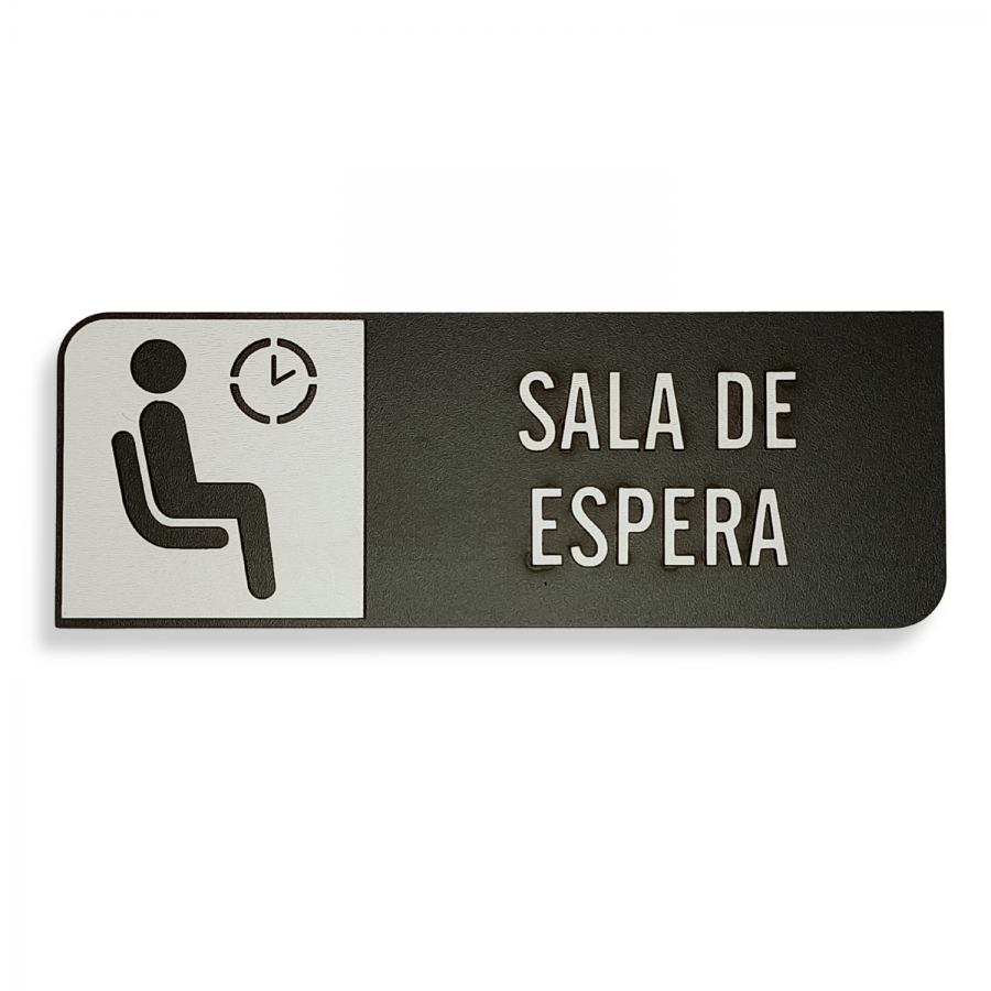 Placa de Sinalização Indicativa em MDF Efeito 3D - Sala de Espera